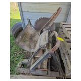 Belt drive buzz saw frame w/ 24" blade on steel tubing frame skid Belt drive buzz saw frame w/ 24" blade on steel tubing frame skid