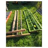 Wood straight ladder, 2 green homemade "ladders" and 2x4 drywall jacks Wood straight ladder, 2 green homemade "ladders" and 2x4 drywall jacks