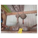 4 cast iron pans w/ wood handles 4 cast iron pans w/ wood handles