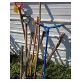 Various long handled yard tools Various long handled yard tools