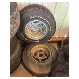 BFGoodrich all-terrain tires three tires with 4 rims 31x10.5 15LT - unknown condition BFGoodrich all-terrain tires three tires with 4 rims 31x10.5 15LT - unknown condition