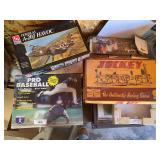 Model airplane kit, pro baseball game, and vintage jockey racing game Model airplane kit, pro baseball game, and vintage jockey racing game