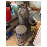 Enerco group 75,000 to 200,000 BTU propane heater and large 100 pound propane tank Enerco group 75,000 to 200,000 BTU propane heater and large 100 pound propane tank