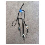 Three bolos - turquoise, black stone and horse head - all unmarked