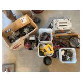 Large lot of hardware, drillbits, roofing screws, two hundred foot tape