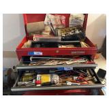 Three drawers of hand tools includes Craftsman punches, chisels, pliers, sockets, and more