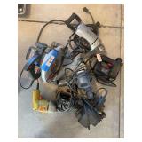 Assorted power tools includes Chicago electric hammer drill, Skil saw, sanders, etc.