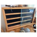 Oak jewelry or belt buckle display case 21 x 14
