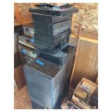 Kenwood stereo system includes tuner, double cassette deck, amplifier, additional amplifier, and a Sony five disc changer plus 2 large speakers