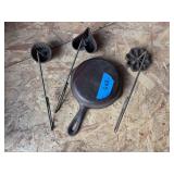 Wagner Sidney cast-iron skillet  and three cast iron cookie makers