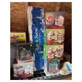 Let it Snow Village snowmachine, and six ceramic holiday village sets