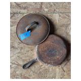 Griswold number seven cast-iron skillet with lid