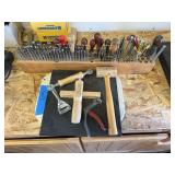 Large set of leather stamping tools, and additional leather working tools