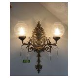 Approx 27” tall two bulb electrified wall sconce Seller will unhook from electric