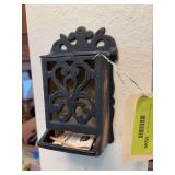 Cast iron match holder and string holder