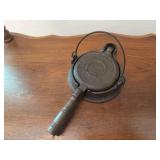 Wagner mini cast iron stove top waffle iron w/ stove ring 7.5" long