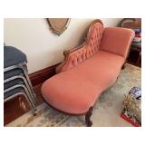 Walnut carved back fainting couch 72" long Frame is broken on the front and needs repaired/reinforced