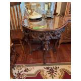 Intricately carved parlor table w/cherubs 27x27