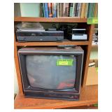 Magnavox tv, vhs player, rewinder and tapes