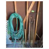 Garden hose, post hole jobbers, yard rake, garden scratchers etc...