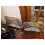 Two vintage metal tv trays with church scene