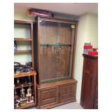 10 gun glass door gun cabinet, w/ locking bottom cabinet