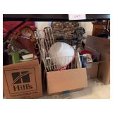 4 more boxes of assorted kitchen wares, plasticware, cups/mugs, racks etc...