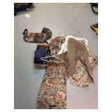 Camo shirts, gloves, hand muff, pants