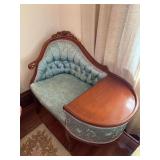 Walnut carved back telephone chair