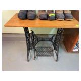 Singer treadle sewing machine base w/ 18 x 38 oak top