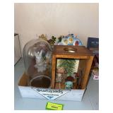 Easter decor, glass dome and Christmas candle box