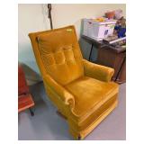 Beautiful gold platform rocker/recliner, definitely a must for your MCM retro living room!