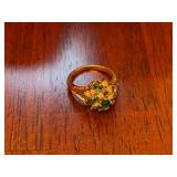 Women’s size 6.75 cocktail ring marked 18K GF