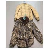 Cabelas down jacket med, and 2xl Cabelas Whitetail Clothing lined coat w/ hood