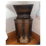 21x21x36 Euphonic Model 9 record player and records Top does have water staining