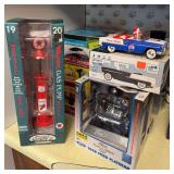 Die cast coin bank, 1:6 scale Ford Flathead and gas pump coin bank