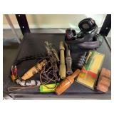 Ear mufflers, duck/goose calls, 13 waterfowl leg bands