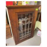 Leaded glass door bookcase, pine 11D x 30L x 48H