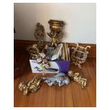 Wall sconces, cherubs to lay and hang, copy paper box of candles, real & fake