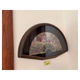 Framed hand fan w/ Victorian ladies case is 14 x 24