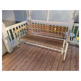 67” long wood slat patio glider