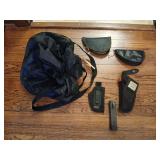 Misc holsters and small frame pistol cases, small nylon duffle