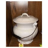 White ironstone lidded chamber pot