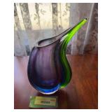 9” tall art deco glass vase