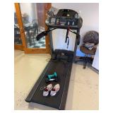 Landice treadmill with dumbbells
