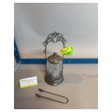 Britannia Metal Co quadruple plate pickle keeper and tongs