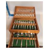 National flatware in very nice box 6pc service for twelve with serving pieces and 6 ice tea spoons