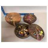 Three sewing baskets