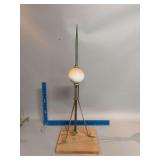 Approx 32” tall lightning rod w milk glass ball
