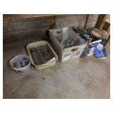 Clear and blue glass canning jars, zinc lids, canning books